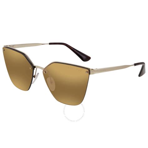 prada pr 68ts gold|Prada Dark Brown Mirror Gold Cat Eye Sunglasses .